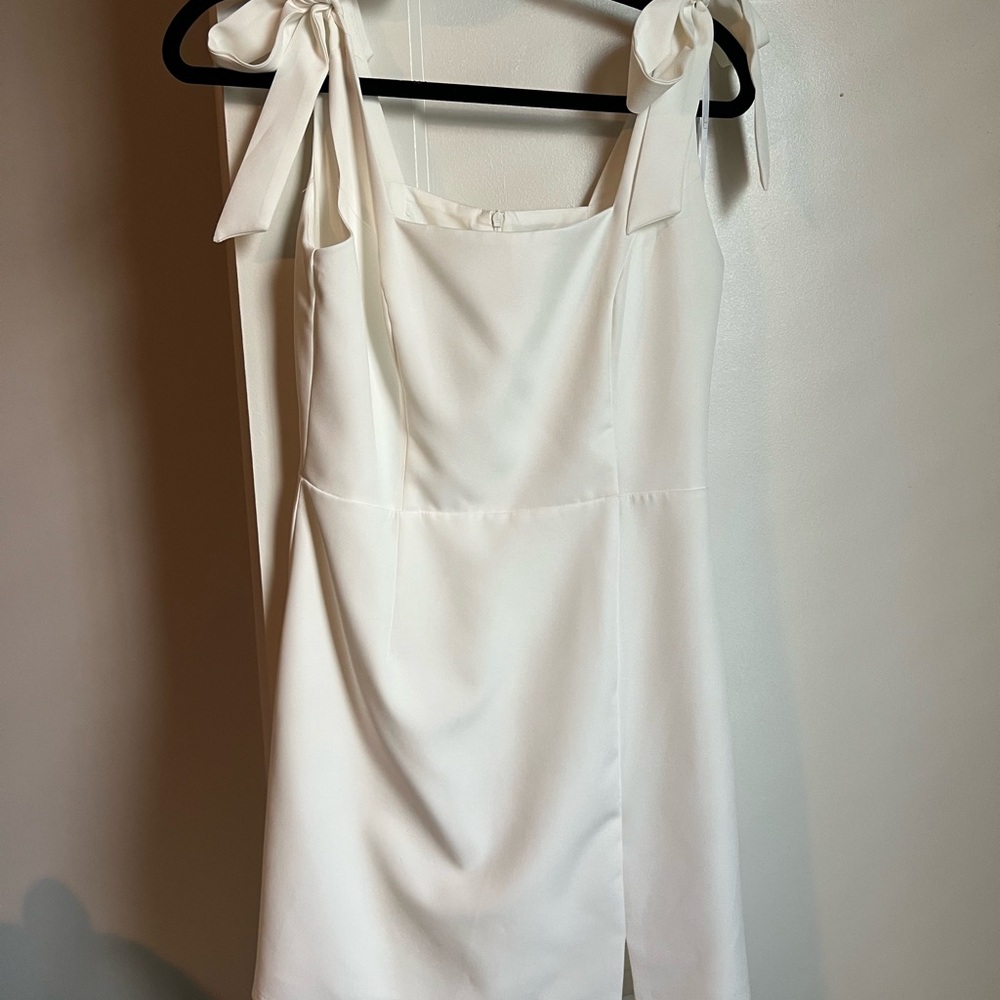 Lulu's White Tie-Shoulder Mini Dress